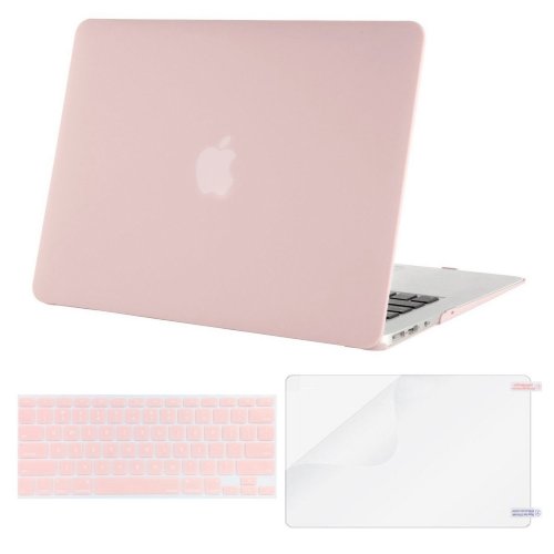 Mosiso Plastic Hard Case with Keyboard Cover with Screen Protector for MacBook Air 13 Inch (Models: A1369 and A1466), Rose Quartz