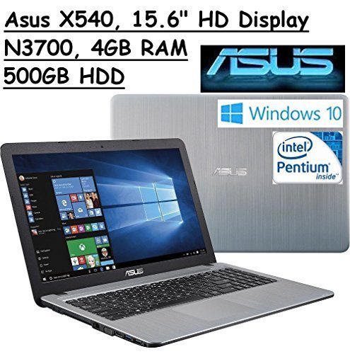 2016 ASUS 15.6 High Performance Premium HD Laptop (Intel Quad Core Pentium N3700 Processor 1.6 GHz, 4GB RAM, 500GB HDD, SuperMulti DVD, Wifi, HDMI, VGA, Webcam, Windows 10-silver)