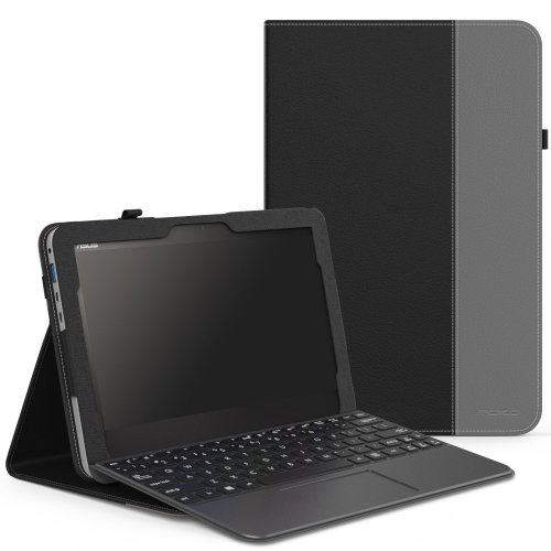 MoKo ASUS Transformer Book Mini T102HA Case, Slim Folding Folio Stand Cover Case for ASUS Transformer Book Mini T102HA-D4-GR 10.1" Tablet/2 in 1 Touchscreen Laptop 2016 Release, Black & Gray
