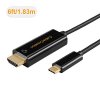 USB-C to HDMI, CableCreation 6 Feet Type C to HDMI 4K Cable, Thunderbolt 3 compatible, DP Alt Mode, Male to Male, for MacBook/ MacBook Pro/ iMac 2017/ Chromebook Pixel/ Yoga 910/ XPS 13, 1.8 M/Black