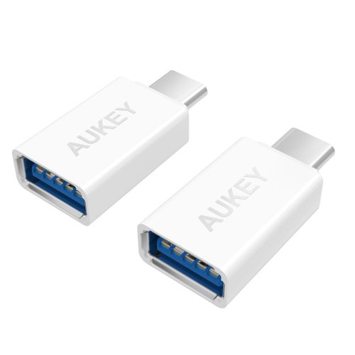 AUKEY USB C Adapter, USB C to USB 3.0 Adapter 2-Pack for Samsung Note 8 S8 S8+, MacBook Pro, Google Pixel 2 XL, LG G5 V20, Nexus 6P 5X, HTC 10 (White)