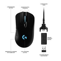 Logitech G703 LIGHTSPEED Wireless Gaming Mouse, Ergonomically Designed, RGB Lighting, 12,000 DPI w/ no Smoothing, 10g Removable Weight, with POWERPLAY Wireless Charging Compatibility