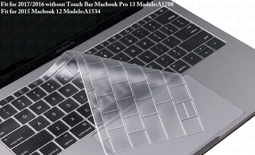 DHZ Ultra Thin Transparent Keyboard Cover Skin for Newest 2017 / 2016 without Touch Bar Macbook Pro 13" (Model:A1708) (NO fit Touch Bar and Before 2015 Older Versions) Waterproof Dust-proof Clear TPU