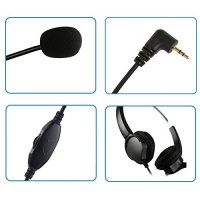 AGPtEK 2.5mm Dual Ear Call Center Telephone Headphone, 6FT Noise Cancelling Binaural Headset, with Boom-style Mic for Most Cordless Phones